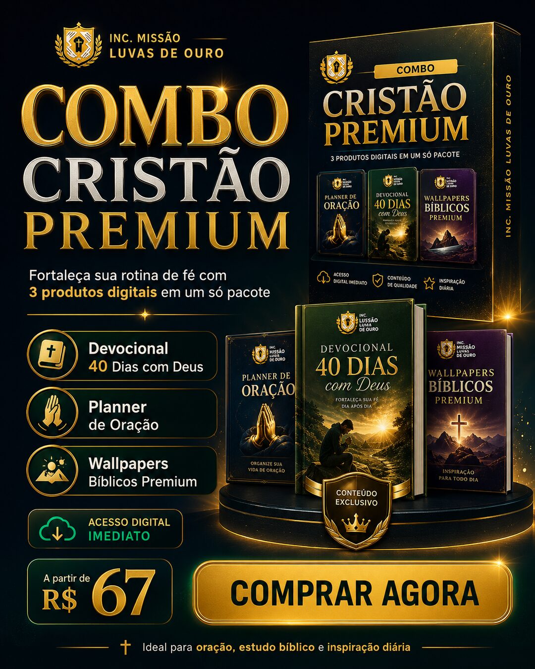 Checkout 2 Combo Cristão Premium — Devocional + Planner + Wallpapers — capa oficial do produto digital