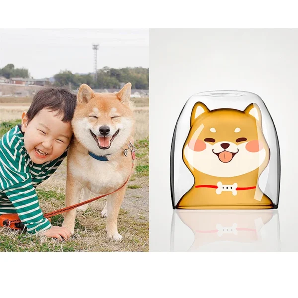 Cute Shiba Inu Double-Layer Isolated Dog Mug, Tea Cup, Leite, Animal Café, Vidro, Natal, Aniversário, Girl Gifts - Image 4