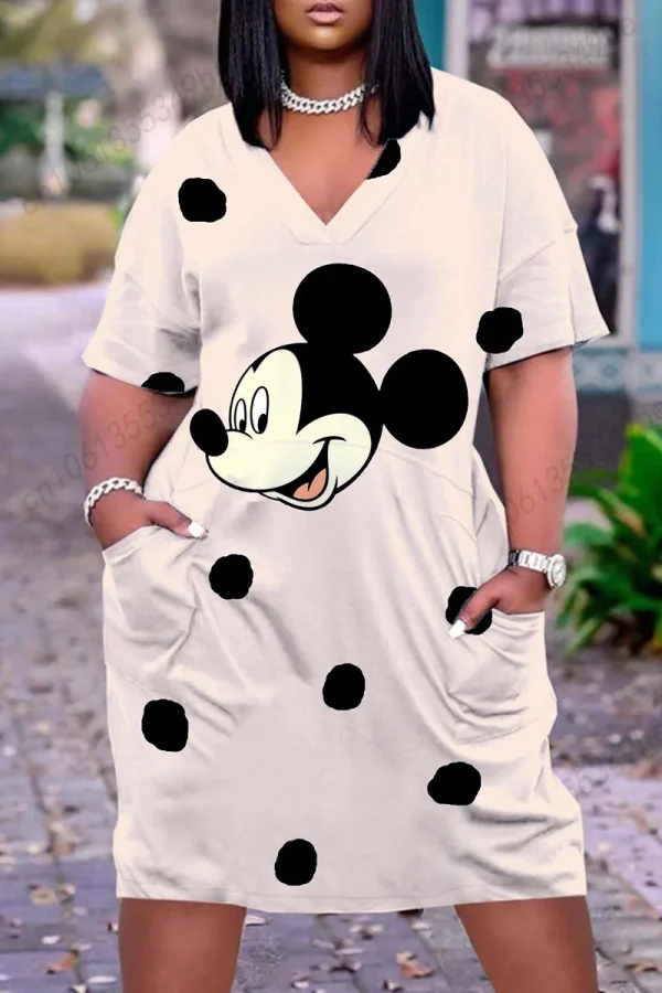 Vestido feminino da disney, plus size, elegante, justo, para o verão, para mulheres, tamanho até 5, roupas, tamanhos grandes, 2022 - Image 3