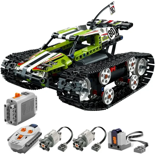 RC Track Racing Car Building Blocks para crianças, tijolos modelo técnico, brinquedos de controle remoto, presentes de aniversário para crianças, menino, 368 PCs