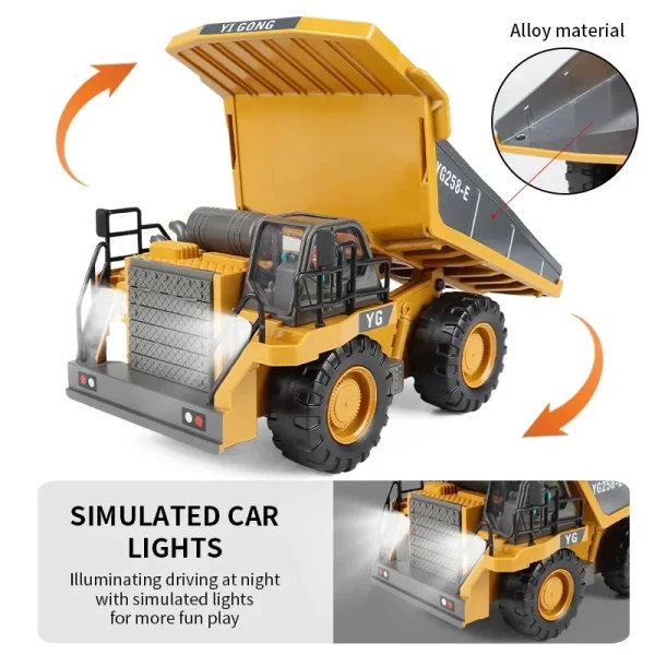 Novo 4wd escavadeira de controle remoto profissional liga caminhão basculante bulldozer modelo rc carro veículo construção brinquedos crianças presentes - Image 4