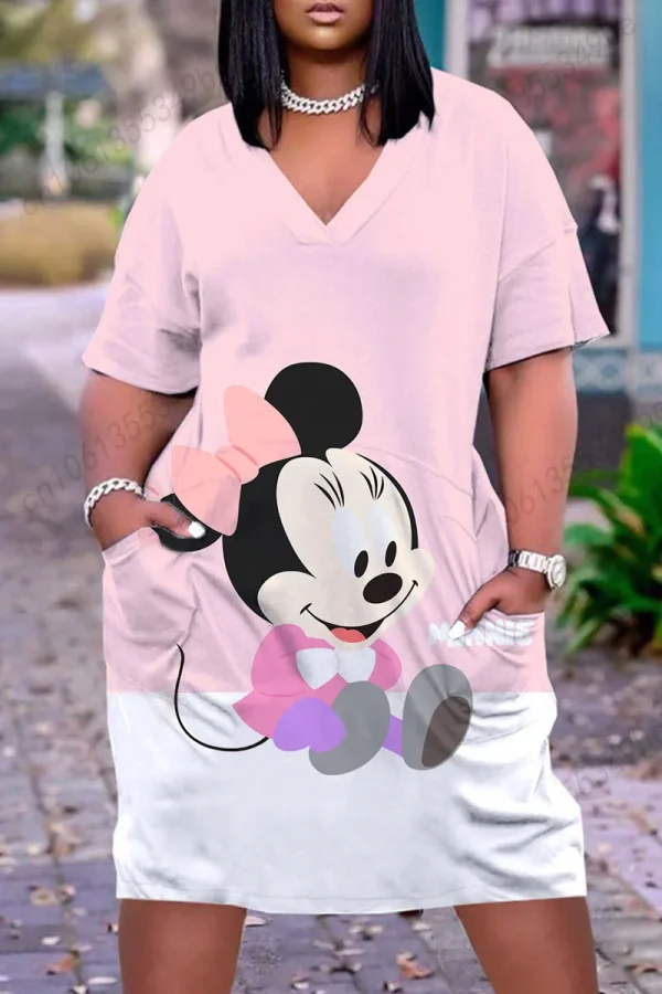 Vestido feminino da disney, plus size, elegante, justo, para o verão, para mulheres, tamanho até 5, roupas, tamanhos grandes, 2022 - Image 2