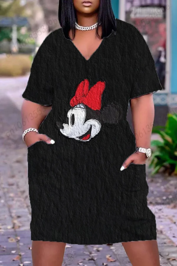 Vestido feminino da disney, plus size, elegante, justo, para o verão, para mulheres, tamanho até 5, roupas, tamanhos grandes, 2022 - Image 5