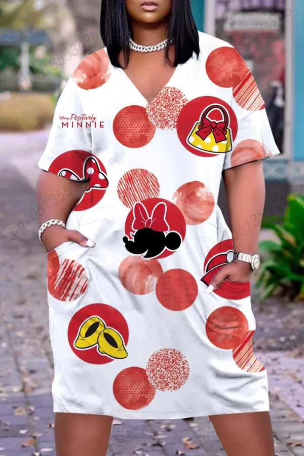 Vestido feminino da disney, plus size, elegante, justo, para o verão, para mulheres, tamanho até 5, roupas, tamanhos grandes, 2022 - Image 4