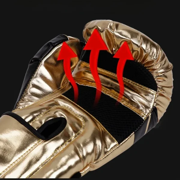 Luvas de boxe douradas, luvas de couro pu para homens, saco de areia, muay thai, combate, adulto, muay thai, luva de competição - Image 5