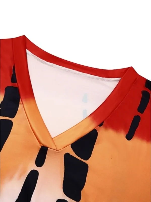 Novo Tamanho Grande das Mulheres Moda Leopardo Estampado Vestido Casual Manga Curta V Neck Com Bolsos Vestidos Festa Solto Tamanho Grande das Mulheres - Image 3