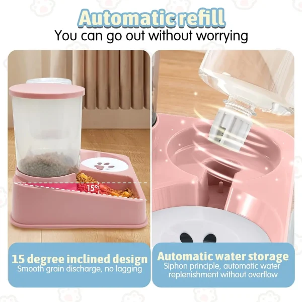 Alimentador automático Cat e Dispenser Set, 2 em 1, Tilted Pet Food e Alimentador de água, Gravity Feeder e Waterer - Image 4