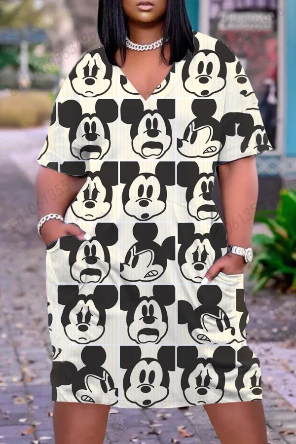 Vestido feminino da disney, plus size, elegante, justo, para o verão, para mulheres, tamanho até 5, roupas, tamanhos grandes, 2022 - Image 6