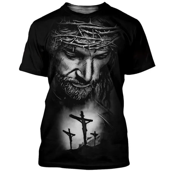 Jesus Cristo, camiseta masculina e feminina com estampa 3D, moda verão, casual, manga curta, camiseta legal, streetwear Harajuku, tops grandes, 3XL