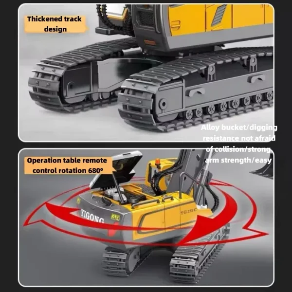 Novo 4wd escavadeira de controle remoto profissional liga caminhão basculante bulldozer modelo rc carro veículo construção brinquedos crianças presentes - Image 6