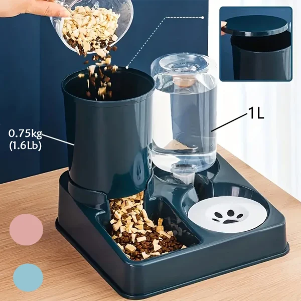 Alimentador automático Cat e Dispenser Set, 2 em 1, Tilted Pet Food e Alimentador de água, Gravity Feeder e Waterer