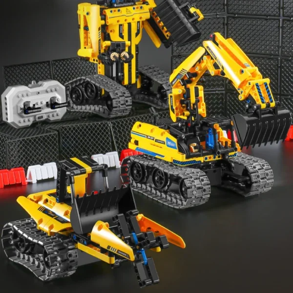 Blocos de construção Brinquedos para Meninos, 3 em 1 Cidade, RC Robot Escavadeira, Carro de corrida, Caminhão Bulldozer, Tijolos de controle remoto - Image 2