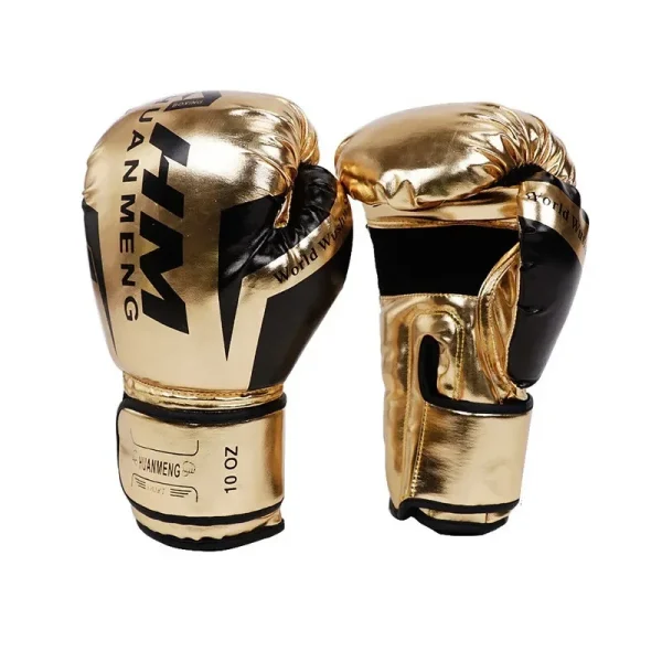 Luvas de boxe douradas, luvas de couro pu para homens, saco de areia, muay thai, combate, adulto, muay thai, luva de competição - Image 2