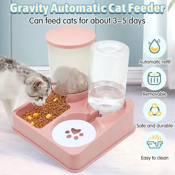 Alimentador automático Cat e Dispenser Set, 2 em 1, Tilted Pet Food e Alimentador de água, Gravity Feeder e Waterer - Image 3