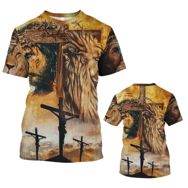 Camiseta de manga curta superdimensionada masculina, pulôver solto, top cristão Jesus, impressão 3D, streetwear Harajuku, roupas da moda verão - Image 5