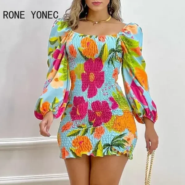 Vestido Feminino 2024: Um Toque Tropical e Casual com Manga Bufante - Image 3