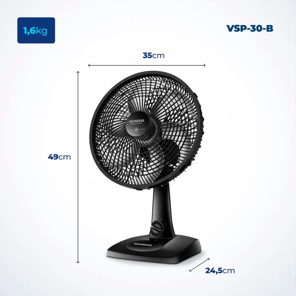 Ventilador de Mesa Mondial 6 Pás VSP-30-B Super Power 220V - Image 6