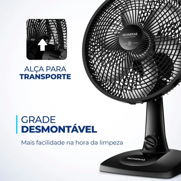 Ventilador de Mesa Mondial 6 Pás VSP-30-B Super Power 220V - Image 5