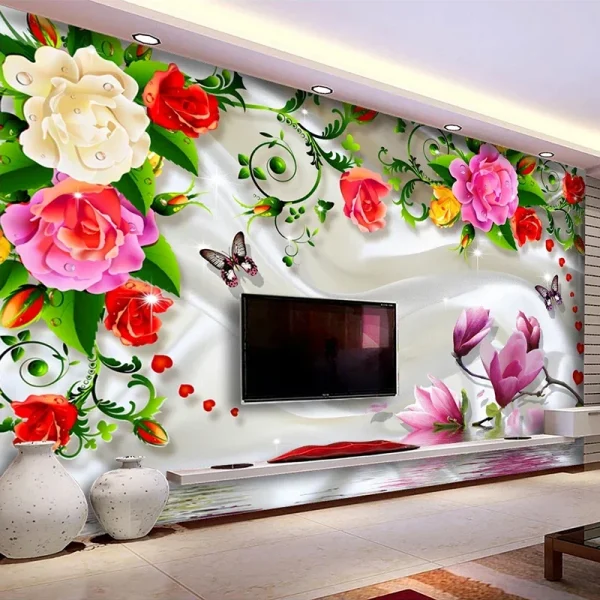 3D Romantic Floral Flower Wallpaper, Foto personalizada, Mural, Sala de estar, Quarto, TV Fundo, Parede, Home Decor Tapety