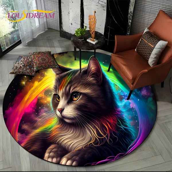 Tapete redondo 3D gato persa, tapete para sala de estar, quarto, decoração de sala de jogos infantil, tapete antiderrapante para animais de estimação, desenho animado de trapo, fofo