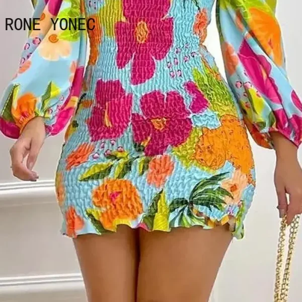 Vestido Feminino 2024: Um Toque Tropical e Casual com Manga Bufante - Image 4