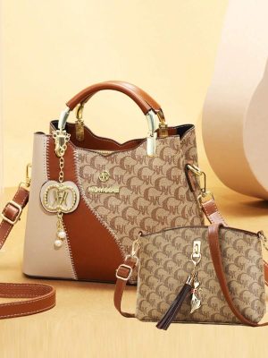 Bolsa Geométrica Exclusiva: Estilo Marrom Escuro com Acabamento em Óleo | Garanta a Sua por Apenas R$ 180,99!