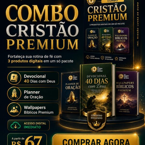 Combo Cristão Premium — Devocional + Planner + Wallpapers — Inc. Missão Luvas de Ouro